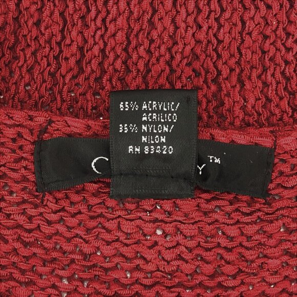 C’est City Red Knit Short Sleeve Sweater Top Size L - Picture 6 of 10